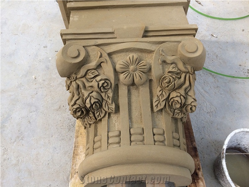 Beige Sandstone Sculptures Handcarved Sculptures Column Factory Direct Sale