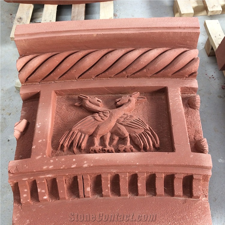 Red Sandstone Sculpture Handcareved Sculpture