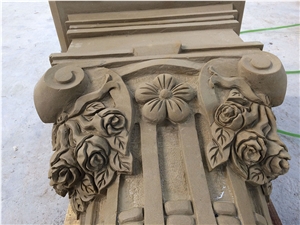 Sandstone Sculpture Handcarved Sculptures for Interior Outdoor Column Base Decoration
