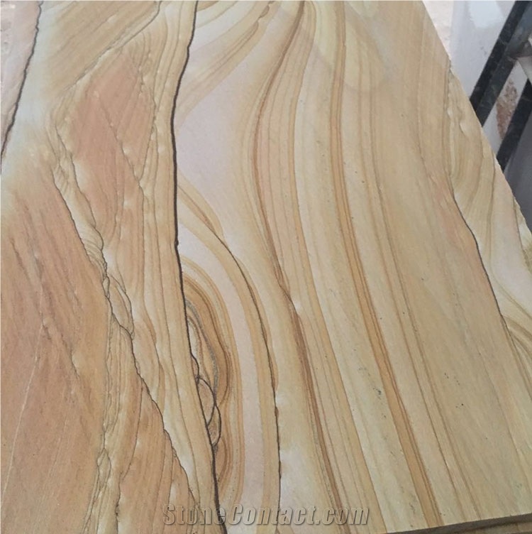 Sichuan Yellow Wood Sandstone Tiles Chinese Wood Stone