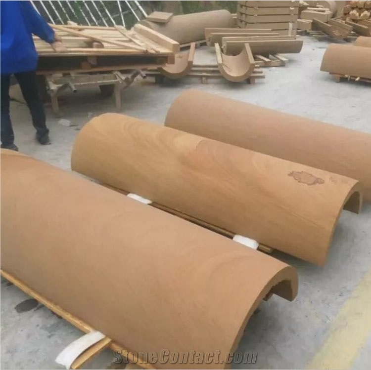 Stone Yellow Wood Sandstone Column for Building
