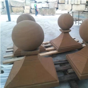 Yellow Wood Round Ball Pier Caps & Quoins for Column