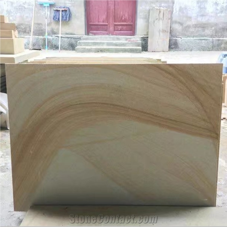 Yellow Wood Sandstone Tiles Sandstone Slabs for Floors and Walls
