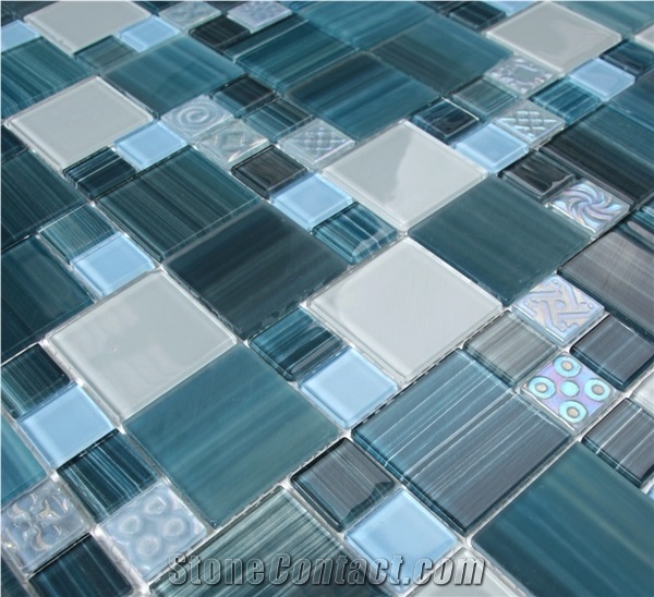 Aqua Glass Stone Mix Mosaic