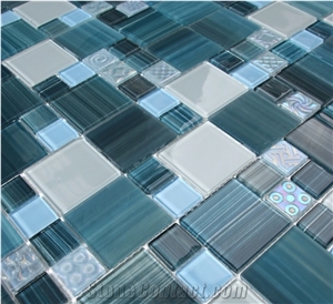 Aqua Glass Stone Mix Mosaic