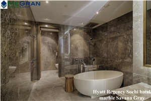 Savana Grey Marble Commercial Bathroom - Hotel Bathroom Design