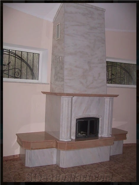 Rosa Portugal Marble Fireplace