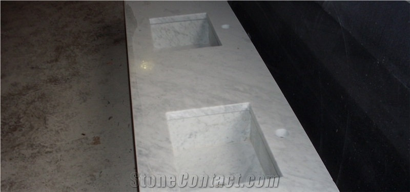 White Sierra Marble Custom Design Bathroom Counter Top