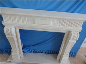 White Marble Fireplace, Natural Stone Sculptured Fireplace