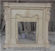 Yellow Marble Fireplace, Sculptured Fireplace