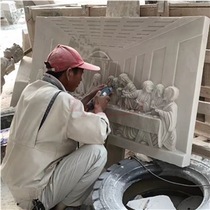 Hunan White Marble Single Angel Design Tombstone