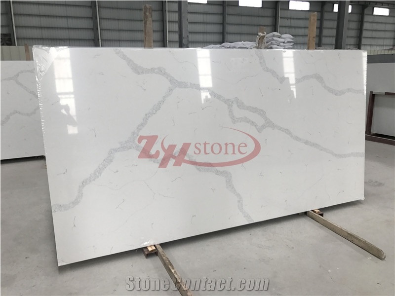 Zhs-173108 Statuario Calacatta Quartz Stone Slabs & Tiles, White Engineered Stone