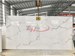 Zhs-173108 Statuario Calacatta Quartz Stone Slabs & Tiles, White Engineered Stone