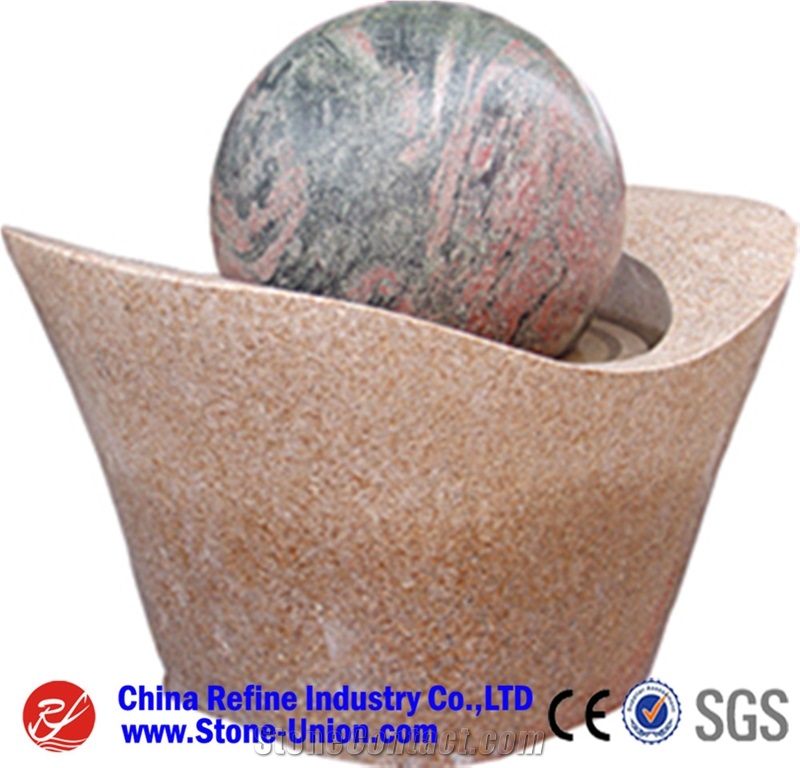 Black Granite Rolling Sphere Fountain, Floating Ball Fountain,Water Features Stone Fountains Rolling Ball Fountains