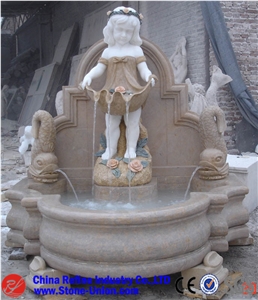 Carved White Granite Lion Sculptured Fountain,Fountains, White Granite Exterior Garden Fountains and Water Features