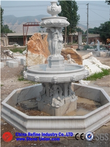 Hunan White Marble Sculptured Fountains/Garden Fountains,Big Sculptured Fountains/Garden Fountains