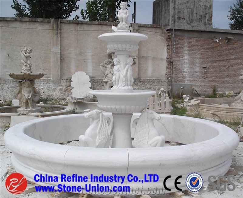 Hunan White Marble Sculptured Fountains/Garden Fountains,Big Sculptured Fountains/Garden Fountains