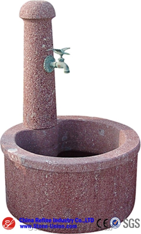 Popular White Sculptured Granite Fountain,Exterior Fountains,Handcarved Water Fountains