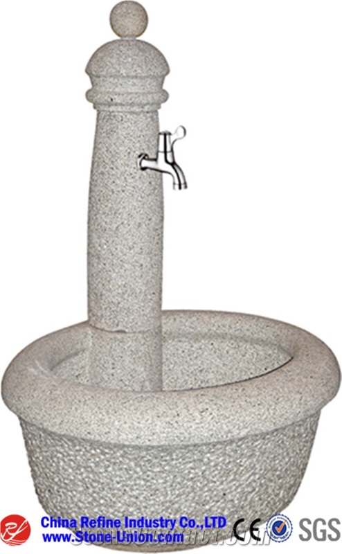 Popular White Sculptured Granite Fountain,Exterior Fountains,Handcarved Water Fountains