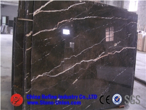 Saint Laurent Brown, Coffee Brown Marble, Brown Tiny, China Portoro Marble, Brown Marble Tiles & Slabs Used in Construction Stone and Ornamental Stone
