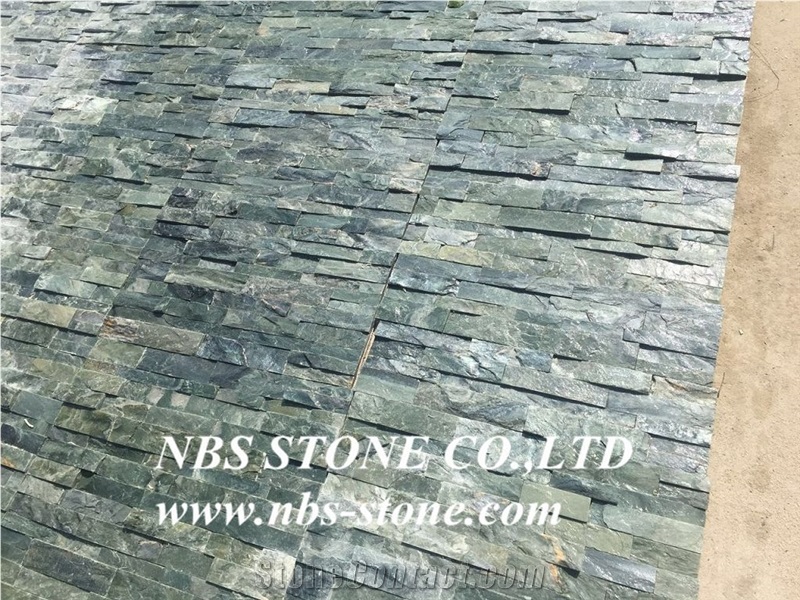 China Nature Cultured Stone,Green Slate,Wall Cladding,Stacked Stone Veneer, Ledge Stone