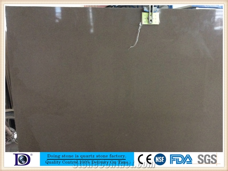 Pure Brown Quartz Stone,Polished Solid Surface Quartz Slab,2cm Stone Power Qquartz Stone in Usa7123