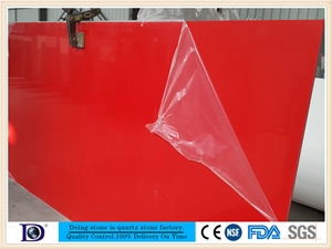 Pure Red Engineered Quartz Stone,Polished Quartz Slab,2cm Quartz Stone from China,3cm Solid Surface Quartz Slab in Usa7130
