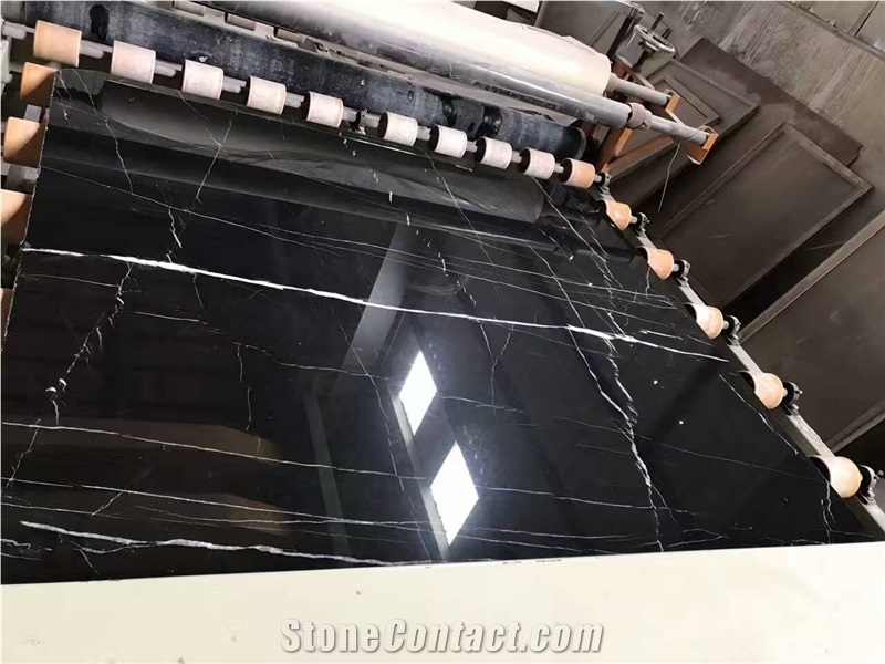 Spain White Veins Black Marble Nero Marquina/St. Laurent Marble Polished Slabs,Machine Cut Panel Walling Tiles,Floor Covering