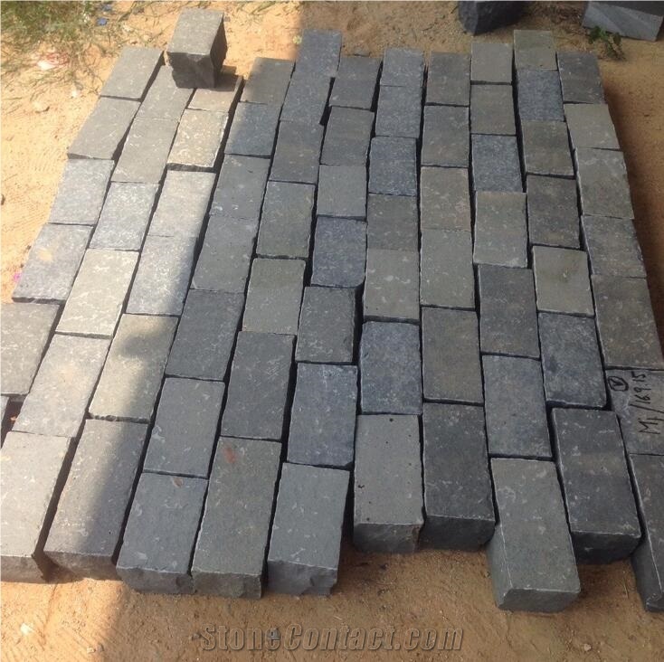 Black Basalt / Andesite Cobble Stone, Natural Split Cube Stones, Paving Stone for Driveway,Patio,Garden,Road,Terrace,Walkway Pavers
