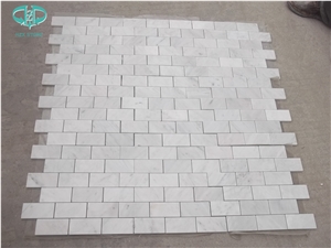 Carrara White Marble Polished/Honed Basketweave/Herrigbone Marble Mosaic Pattern Tiles