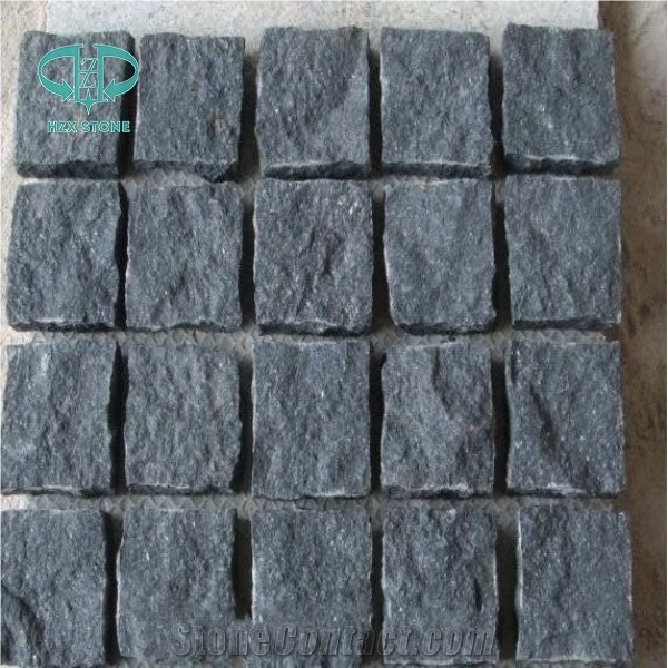 G684 Fortune Black Granite Paving Cube Stone,Natural Surface,Saw Cut Edge
