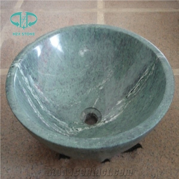 Green Marble Sinks, Celadon Sinks, Multicolor Grey Marble Vessel Sinks, Marble Basin, Round Basins, Bathroom Sinks