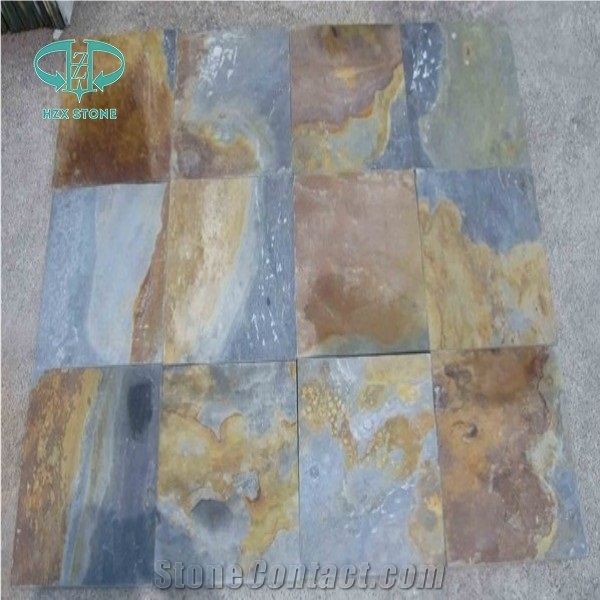 Multicolor Slate, Slate Tile, Slate Pattern, Yellow/Rusty Slate, China Slate, Slate Flooring Tile, Wall Tile, Natural Slate
