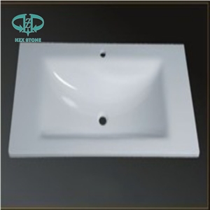 Polishing White Marble Stone Wash Sink for Bathroom Kitchen Hotel