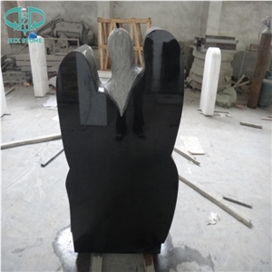 Visible Surfaces Polished Shanxi Black Western Style Monuments/Tombstone/Memorials/Gravestone/Angel with Heart/Absolute Black Headstone/Statue/Carving