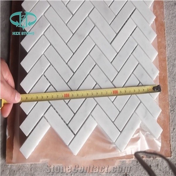 White Jade Marble Polished Mosaic Tiles for Floor Tile / Bathroom Wall Tile