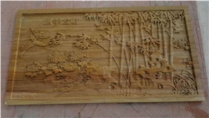3d Yellow Sandstone Art Works for Wall Cnc Carving Art Design