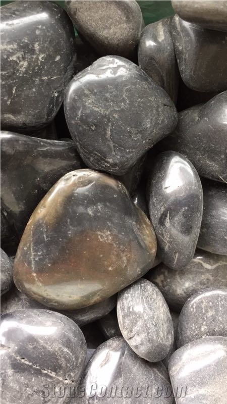5-8cm Black Pebble Stone Polished