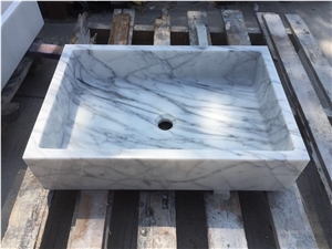 Arabescato Marble Basins,Polished White Marble Square Sinks