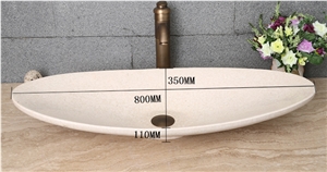 Beige Marble Oval Basin Wash Sink