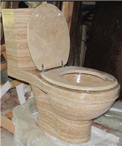 Beige Travertine Toilet,Polished Bath Toilet from China