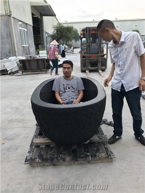 Black Stone Bath Tub Black Basalt Hotel Bathtub for Hotel