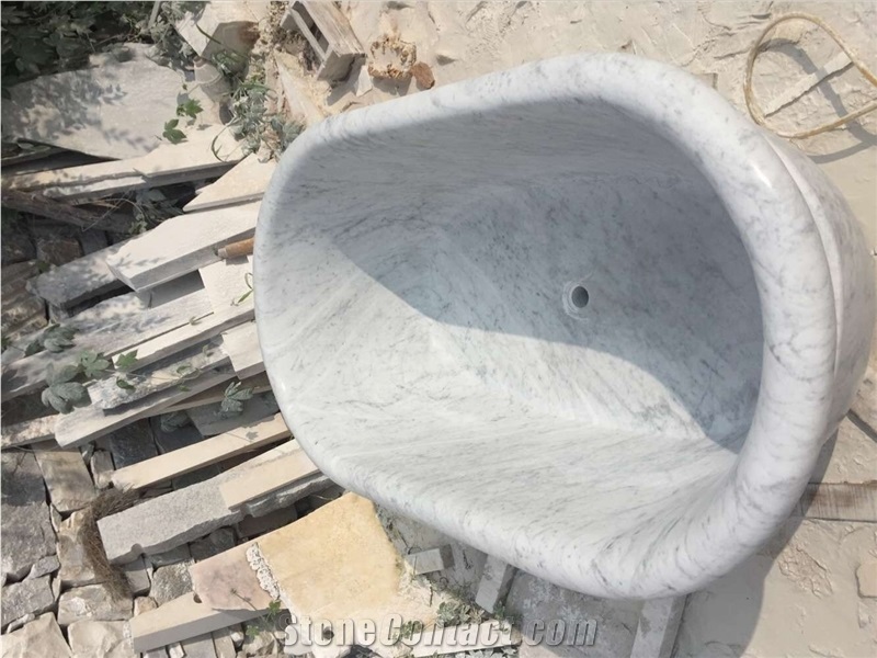 Customized Stone Bathtub Marble Carrara Oval Bathtub for Hotel