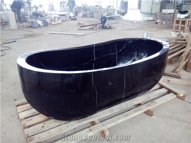Honed Black Marble Bathtubs Nero Marquina Stone Bathtubs for Hotel