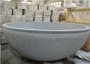 Honed Finish Bathtubs Granite Padang Grey Oval Bathtub for Hotel