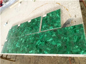 Luxury Stone Wall Panels Green Semiprecious Stone Malachite Gemstone Tiles for Wall