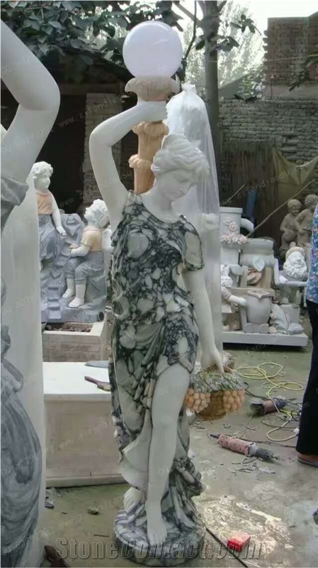 Marble Handcarved Sculpture White Marble Arabescato Statues for Gardern Sculpture