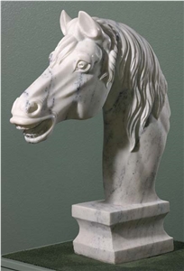 Marble Sculptures Bianco Carrara Animal Sculptures Horse Head Statues for Decor