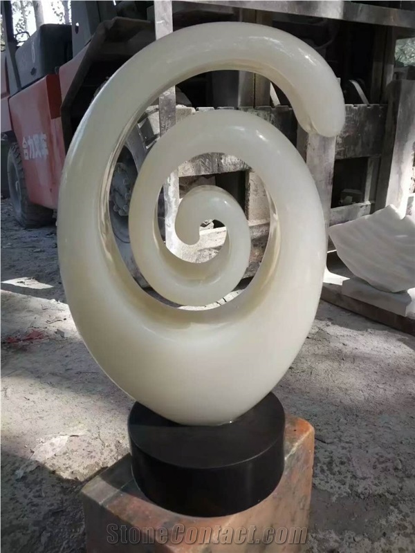 Marble White Jade Abstract Sculptures for Home