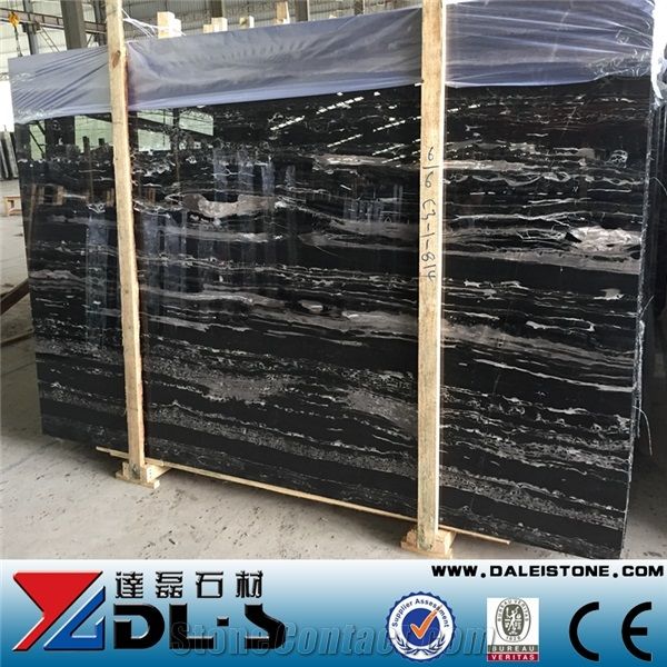 China Sliver Dragon Black Polishing Marble Big Slab Building